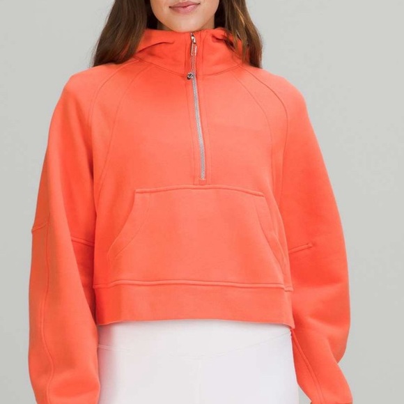 lululemon athletica Tops Lululemon Scuba Oversized Halfzip Hoodie In Warm Coral Poshmark